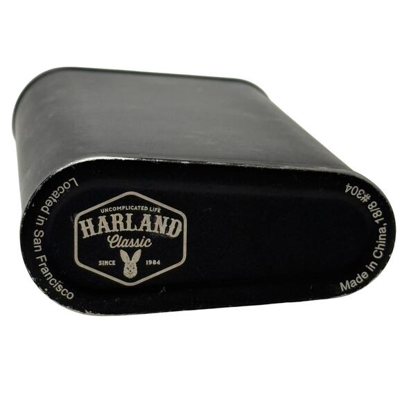 Harland Classic Black Stainless Steel Hip Flask Vintage Barware 6oz - Picture 2 of 4